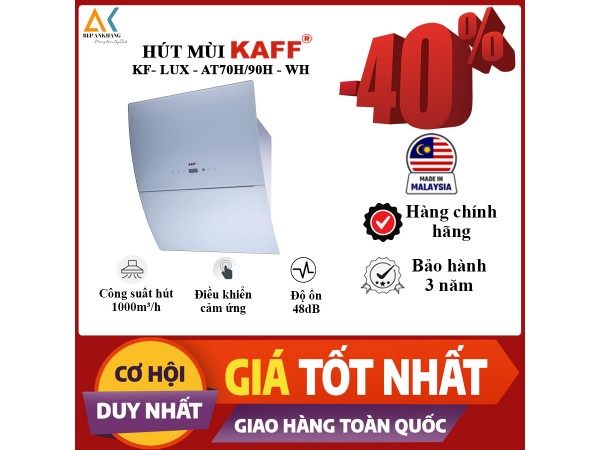 Máy Hút Mùi Áp Tường Kính Vát Phẳng KAFF KF - LUX AT90H WH - Made in Germany 